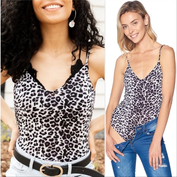 MODA ME COUTURE | Tops | Bodysuit Leopard Print Bodysuit Top Tops ...